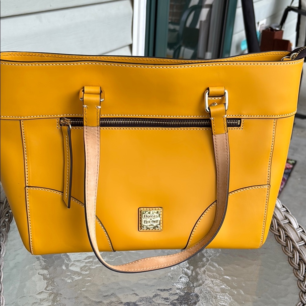 Dooney & Bourke Yellow Leather Tote Bag